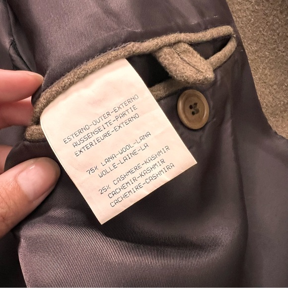 ermenegildo zegna Wool Cashmere Blend Brown Button Front High Collar Coat Large - Picture 9 of 9